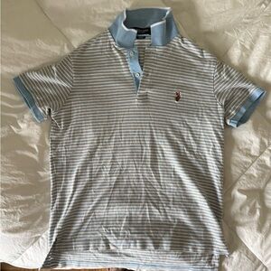 U.S. Polo Assn. Light Blue and White Striped Polo Shirt